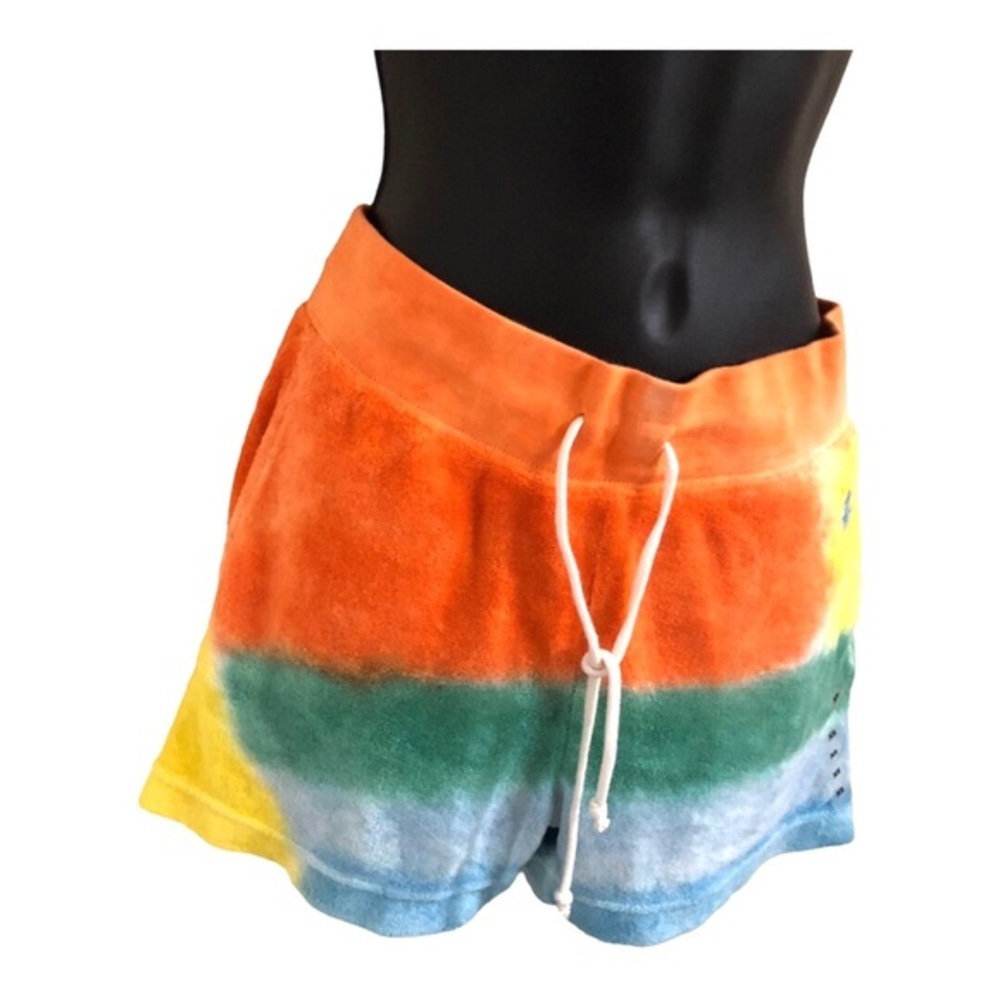 polo ralph lauren orange blue ombre terry cloth drawstring shorts size XS new